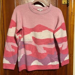 THML Women’s Pink and Purple Landscape Knit Sweater Size Large